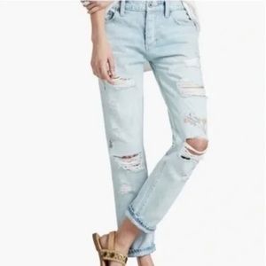 Lucky Brand Womens 4 / 27 Sienna Slim Boyfriend Jeans Floral Embroidered Boho